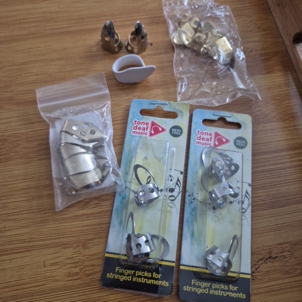 Source Unknown Silver Finger Picks for Stringed Instruments